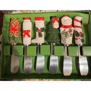 Holiday Cheese & Butter Spreader Set Christmas Party Set of 6 Knives